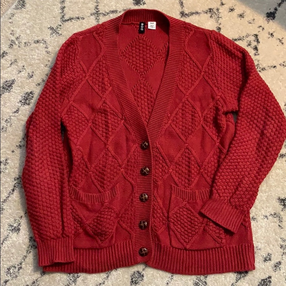 BDG cable knit cardigan sweater with pockets